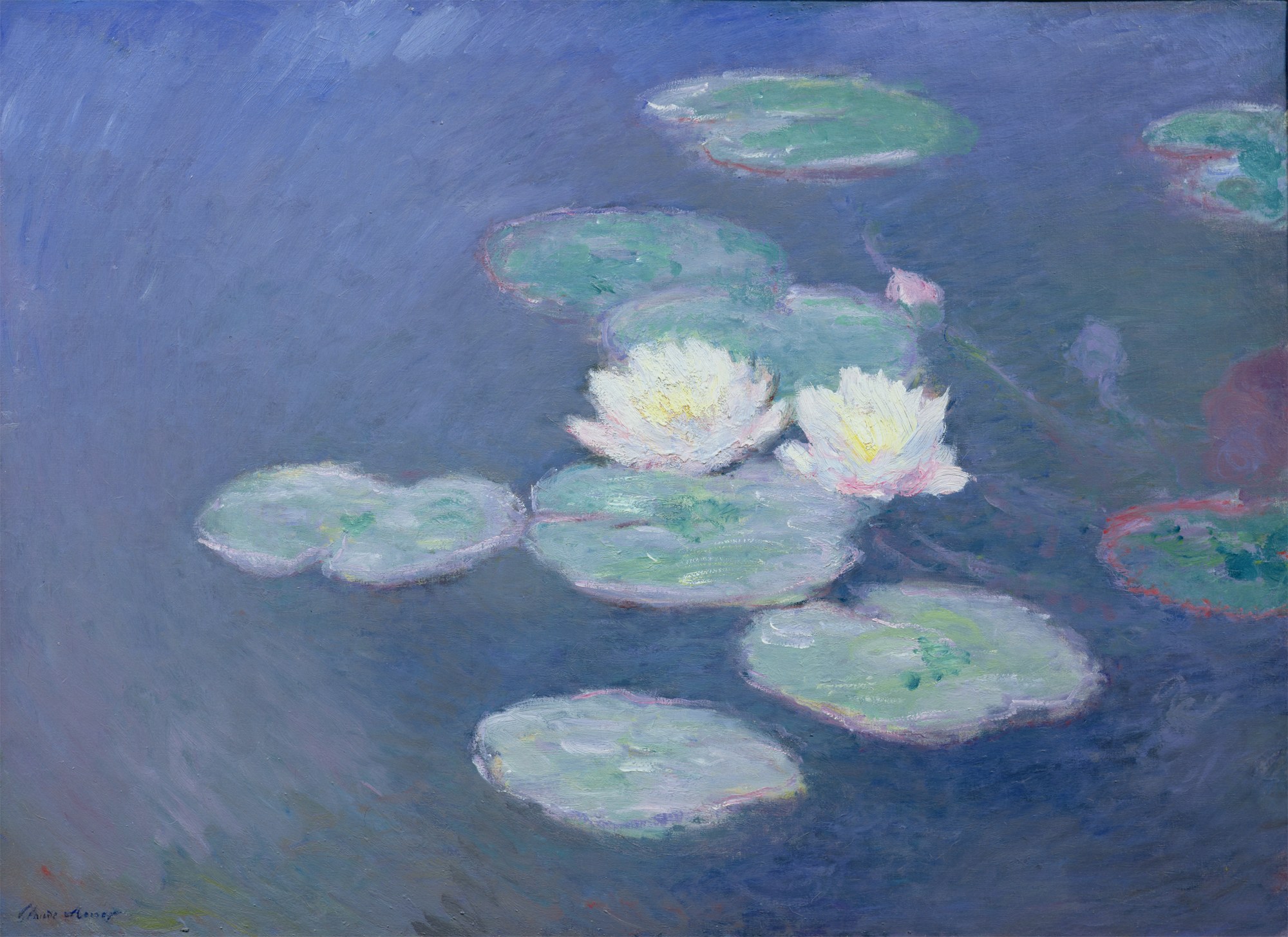 Waterlelies in avondlicht van Claude Monet, volledig afgebeeld
